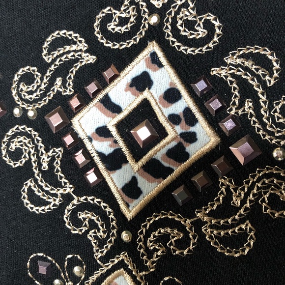 Alfred Dunner Black Animal Print Embellished Top Size Petite XL, NWOT - Picture 6 of 12